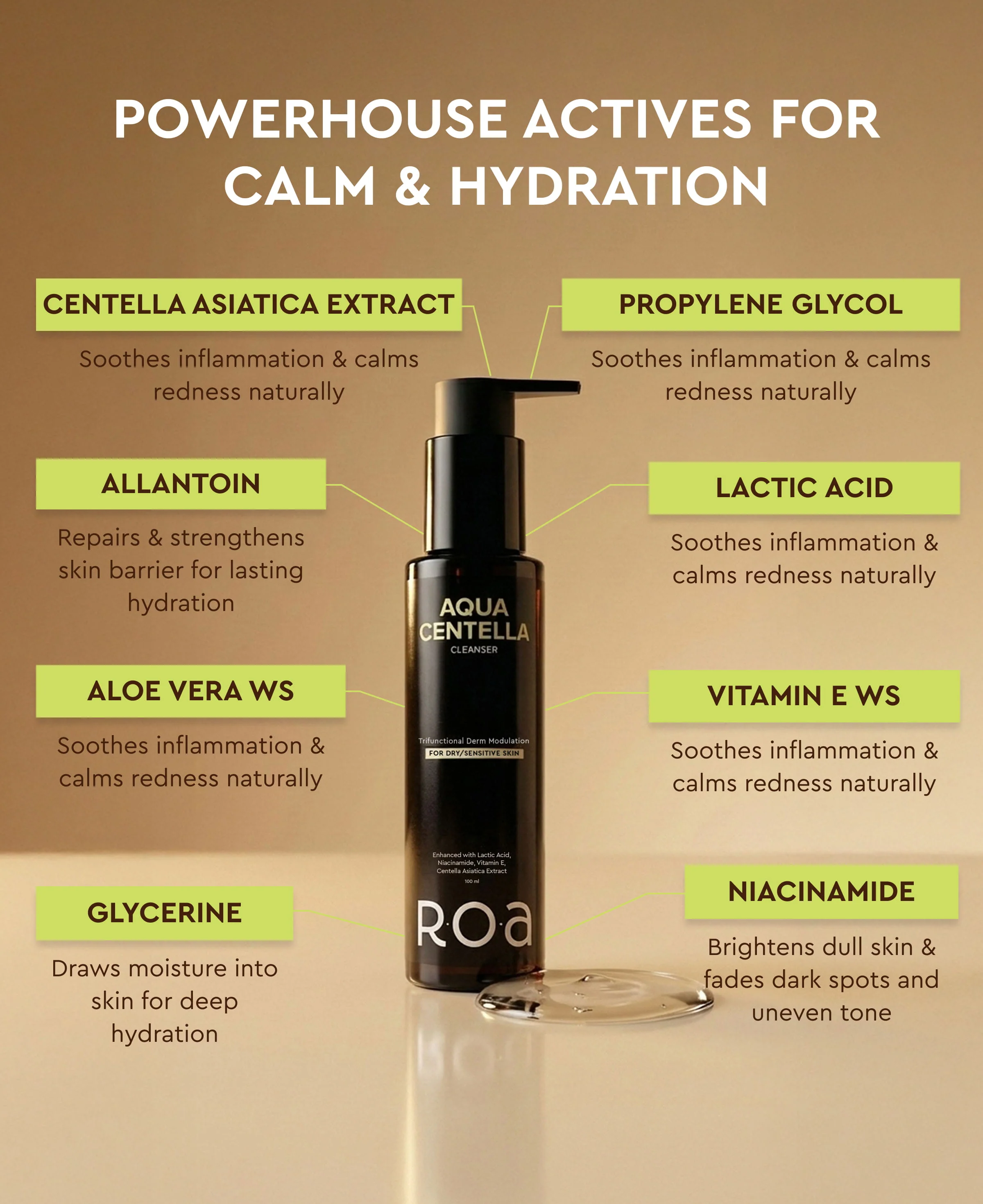 ROA SKINCARE AQUA CENTELLA CLEANSER FOR DRY OR SENSITIVE SKIN - Image 3